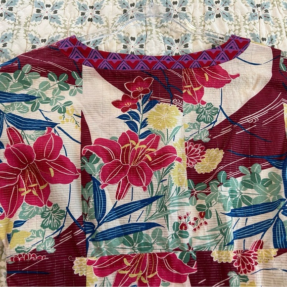 Maeve Anthropologie Cotton & Silk A Line Asian Influence Floral Dress - Picture 15 of 16